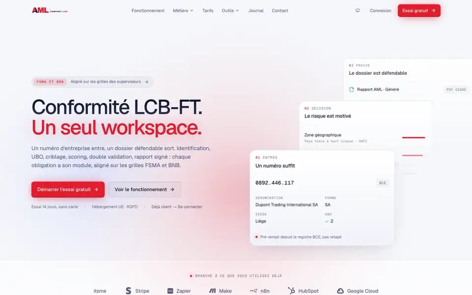 Page d'accueil de AML Company
